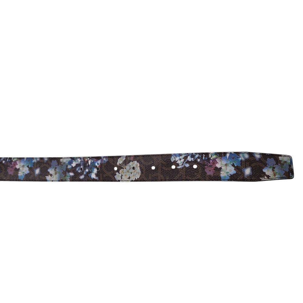 Calvin Klein Floral Belt XL Sz 48" Brown Blue Silver Logo Buckle Boho Cottage - Picture 5 of 14